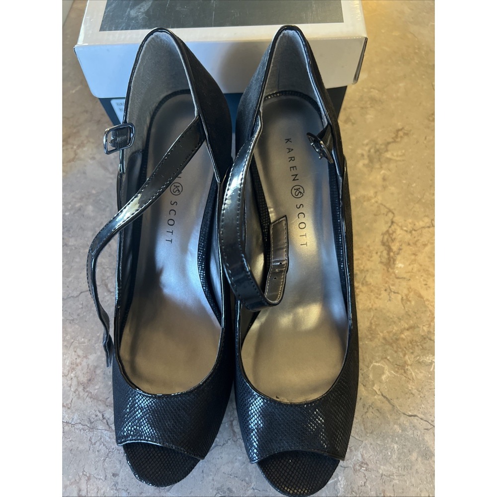 Karen Scott Women's Shoes Sz 9.5 M Black Open Toe